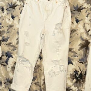 Garage White Distressed Boyfriend Jeans